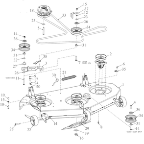 Deck Diagram and Parts List for ZT1-50KH (17CLA10)(2022) Cub Cadet Lawn Tractor